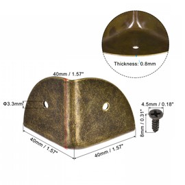 TA-VIGOR 8Pcs Metal Corner Protectors, 40 x 40 x 40mm Edge Guard Decorative Corner Bracket, Bronze Angle Brace Cover for Tables Chests Suitcase Jewelry Box, with 24Pcs Screws