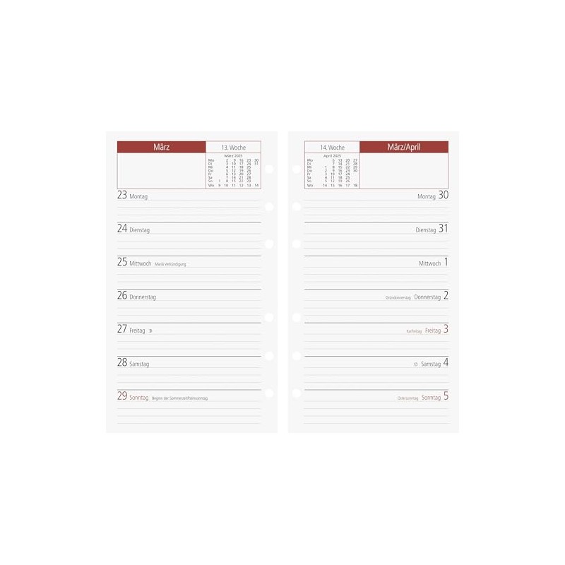 rido/idé Weekly Replacement Calendar Model TM 15 (2025), 1 Page