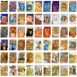 FLONZGIFT - Cartas de Juego de gatos psicodélicos (mazo de póquer 54 Cartas, Todas Diferentes) Arte único de gatos por Louis William Wain clásico Cards