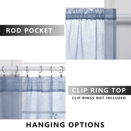 KOUFALL Cortinas cortas azul polvoriento, 24 pulgadas de largo para ventanas pequeñas, juego de 2 cortinas transparentes de cocina de 30 x 24 pulgadas de largo