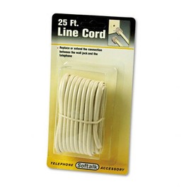 Softalk : Modular Telephone Extension Cord, Plug/Plug, 25ft, Ivory -:- Sold as 2 Packs of - 1 - / - Total of 2 Each
