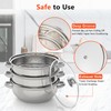 12.8in-3 Tier Stainless Steel Steamer Pot Steaming Cookware with Glass