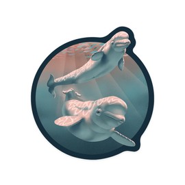 Die Cut Sticker Lithograph, Beluga, Contour Vinyl Sticker 3 to 6 inches, (Waterproof Decal for Cars, Water Bottles, Laptops, Coolers), Large