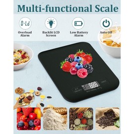 VEKENSEE Bascula de Cocina Digital de Acero Inoxidable, Multifuncional Balanza Cocina de Alta Precision Peso Cocina con Pantalla LCD y Funcion Tara Balanza de Alimentos 2 pilas Incluidas (10kg/g)