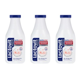 Lactovit - Gel Reparador 3 en 1, para Cuerpo, Cara y Cabello - 500 ml - con Ácido Láctico y Urea Pura - Jabón Líquido Corporal Ideal para Hombre - Efecto Nutritivo - 3 unidades