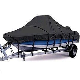 Tuszom 800D Solution-Dyed Center Console Boat Cover 100% Waterproof Marine Grade Polyester Canvas Boat Cover for Center Console (17' - 19' L, UP to 102" W, Black)