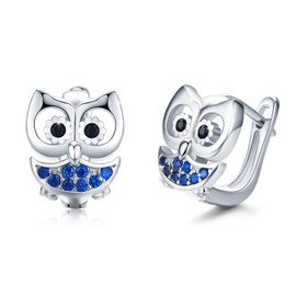 Owl Earrings 925 Sterling Silver Girls Small Hoop Earrings Hypoallergenic Huggie Earrings for Women Owl Jewellery for Girls Kids