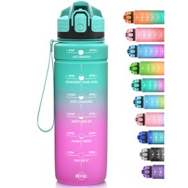 Niggeey Sports Water Bottle 500 ml, 700 ml, 1 L, 1.5 L Water Bottle Children Leak-Proof, BPA-Free Tritan Motivational Water Bottle with Time Marking, Sports Bottle for Children, School, Fitness, Gym