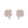 Reffeer Solid 925 Sterling Silver CZ Four Leaf Clover Earrings