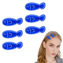 6 Pcs Little Fish Resin Hair Clips Dark Blue White Line Cartoon Fish Hair Accessories Non Slip Metal Duckbill Barrettes Beachy Hairstyle Clips for Women Headwear
