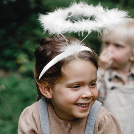 Housoutil 4PCS Angel Headband, Decorative Fluffy Angel Hair Band, Christmas Costume Accessory Party Supplies, White