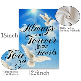ShuanQ Always and Forever in Our Hearts Garden Flag, Memorial Day Decorations Sign for Yard Lawn, Vertical Double Sided 12.5 x 18 Inch