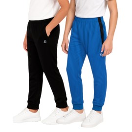 RBX Boys Sweatpants - 2 Pack Stretch Performance Tricot Activewear Boys Joggers Athletic Pants with Side Pockets (Size: 4-20), Size 14-16, Navy Black