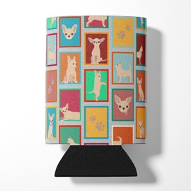 Caroline's Treasures MLM1118CC Lots of Chihuahua Can or Bottle Hugger Cooler Washable Drink Sleeve Collapsible Beverage Insulated Holder, Can Hugger, Multicolor