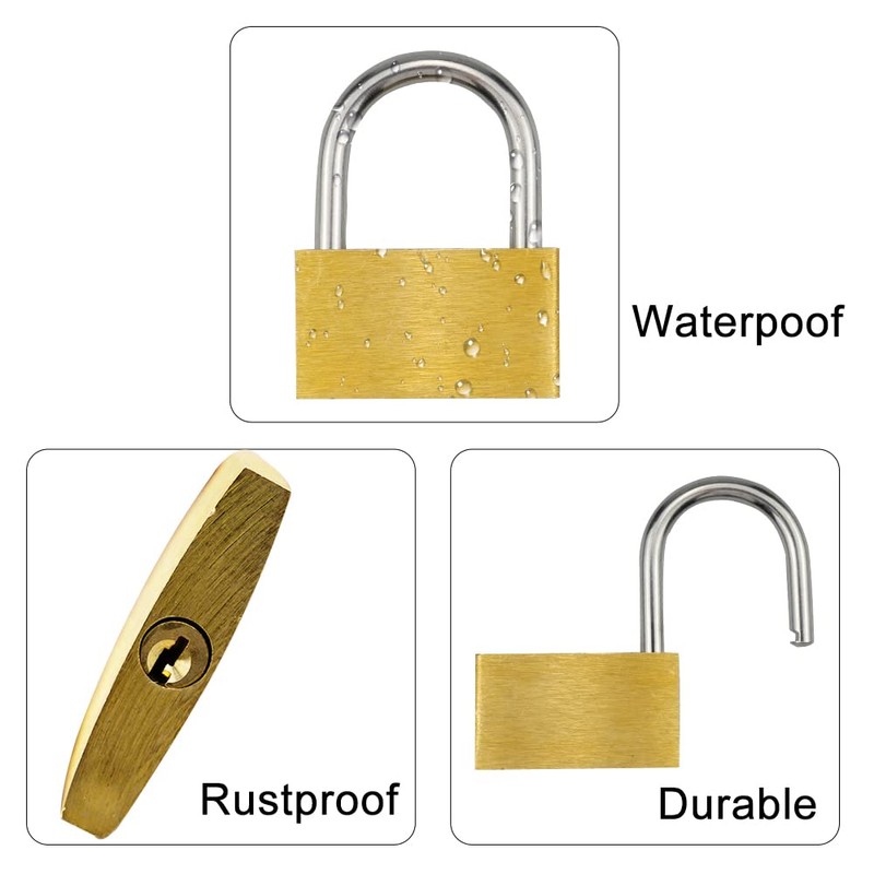 duisoad 4 Pcs Solid Brass Padlock Padlocks Brass Padlock Keyed