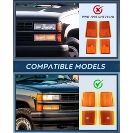 Nilight Headlight and Taillight Assembly Combo Compatible with 1994 1995 1996 1997 1998 Chevy Silverado Tahoe Suburban C10 C/K 1500 2500 3500 Tail Light Chrome Housing Clear Reflector Bumper Lamp