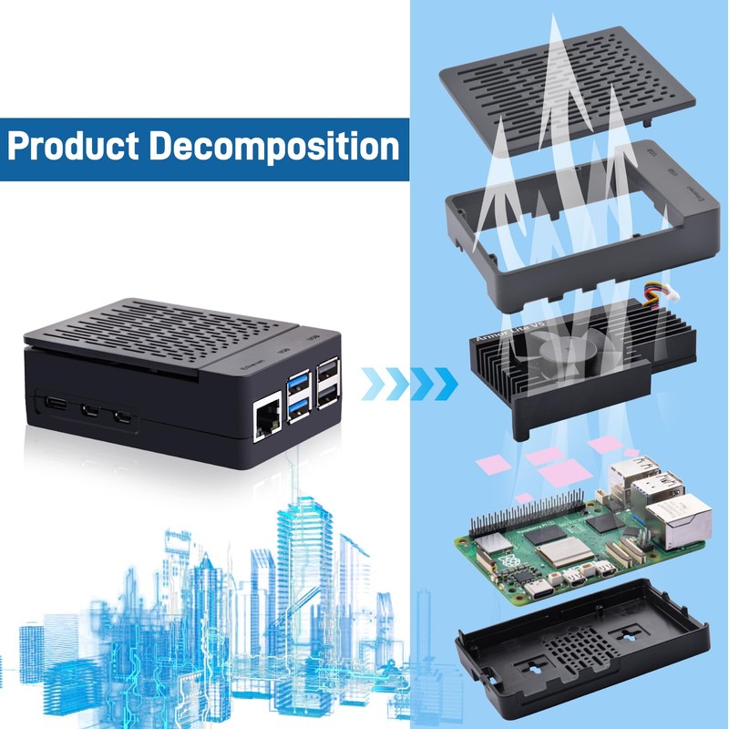 GeeekPi ABS Case with Armor Lite V5 Active Cooler for