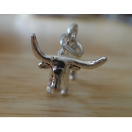 Wholesale Charms 1 Sterling Silver 3D 15x22x12mm 4 gram Bull Texas Longhorn Steer Charm