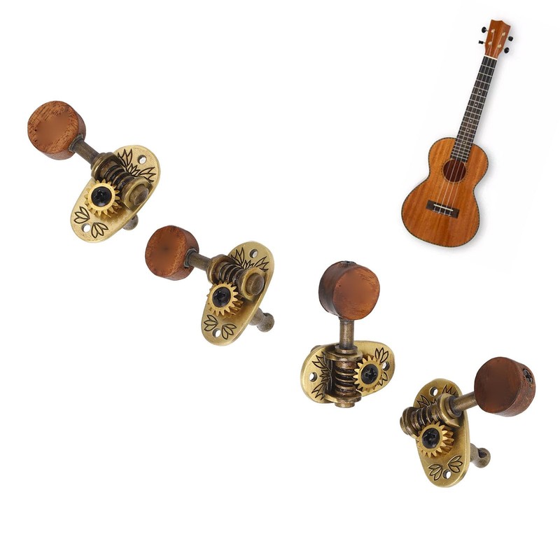 2R2L Ukulele Tuning Peg Metal Rosewood Machine Head Tuners for