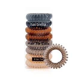 Hairbrella Spiral Hair Ties, No Crease Coil Hair Ties, Waterproof, Phone Cord Hair Ties, 8 Pcs