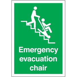 Emergency Evac Chair Location Sign Safety Signs First Aid Signs First Aid Equipment Signs Metal Sign Tin Sign 8x12 Inch