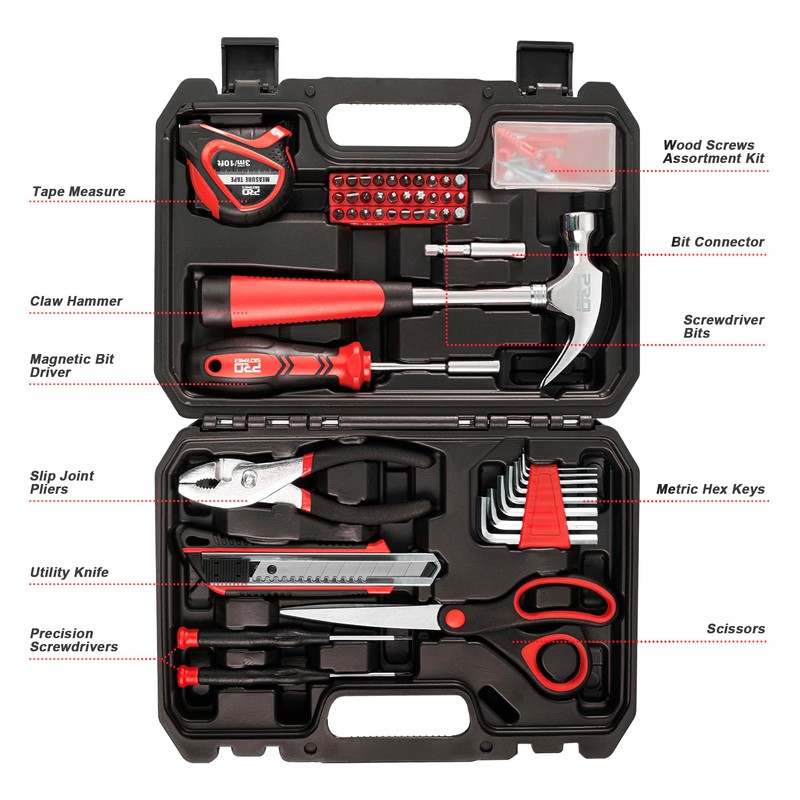Prostormer 93-Piece Tool Kit, Basic Household Repair Tool Set with