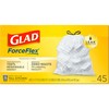 Glad ForceFlex Tall Kitchen Drawstring Trash Bags, 13 Gallon, 45