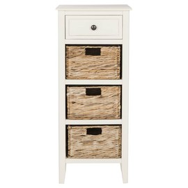 Safavieh American Homes Collection Michaela Side Table, 15" x 11.8" x 35.8", Distressed White