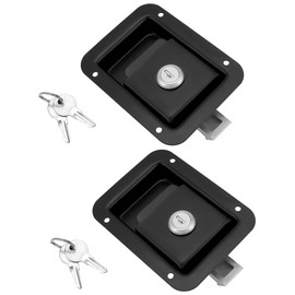 QWORK Stainless Steel Travel Trailer Lock, 2 Pack Heavy Duty Flush Mount Handle Latches, Keyed Alike Door Latch, Black