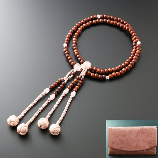 Fighters 仏壇 is, Wrinkle Mala 真言宗 The 0 Made (Raw) with Rose Quartz, Official (For Women) AAA Grinds [Mala Bag Set] SW – 025 Kyoto 念珠