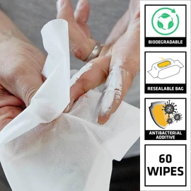 Sika - Biodegradable - Wonder Wipes - Multi-Use Cleaning Wipes for the Building Trade - Specially Formulated to Clean Hands, Tools and Surfaces - 60 Pack