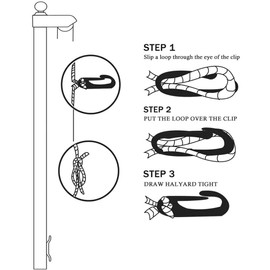 Peakloong 50 Feet x 1/4inch Flag Pole Halyard Rope with 4 Pieces Flag Pole Hook Clips,Outdoor Flagpole Accessories Compatible