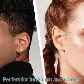 Moissanite Stud Earrings for Women 2CT 925 Sterling Silver Earrings for Women Men 18K White Gold Plated Earrings D Color VVS1 Round Lab Created Diamond Earrings for Men