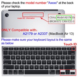 SANFORIN Keyboard Cover Protector for 2020 Apple MacBook Air 13.3 inch (Model: A2179, A2337 M1 Chip, US Layout) with Touch ID, Silicone Skin Keyboard Protector with Floral Design, Cat