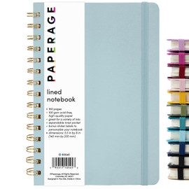 PAPERAGE Lined Spiral Journal Notebook, (Slate Blue), 160 Pages, Medium 5.5 inches x 8 inches - 100 GSM Thick Paper, Hardcover, Double-Wire Spiral Journal & Notebook