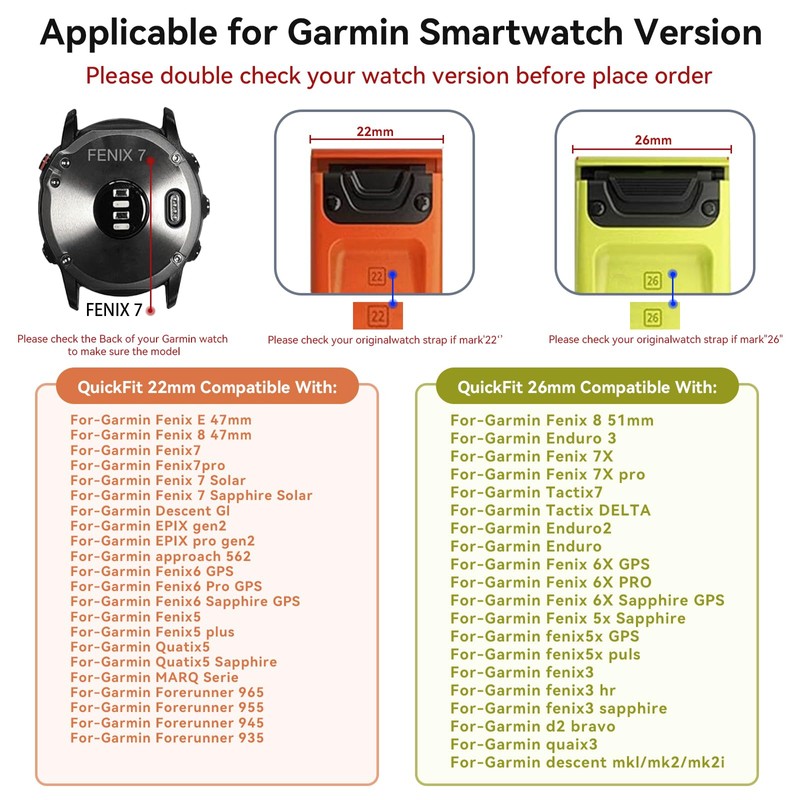 Nylon Quickfit 22mm Watch Band for Garmin Fenix 8 47mm/Fenix