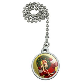 GRAPHICS & MORE Christmas Holiday Santa Wreath Ribbon Swirl Ceiling Fan and Light Pull Chain