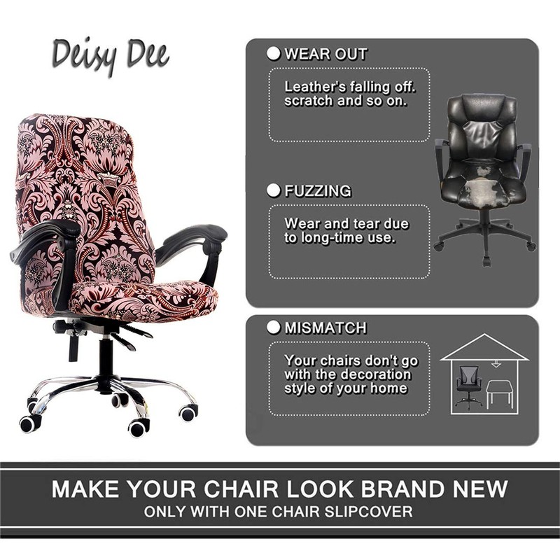 Deisy Dee Computer Office Chair Covers for Stretch Rotating Mid