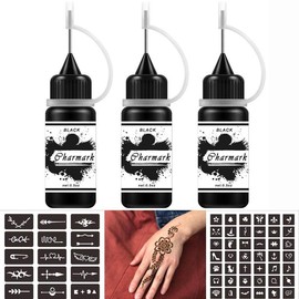 Jagua Gel Temporary Kit for Women Men Kids, Semi Permanent Ink Summer Trend Art Painting DIY Fake Freckles 84 Pcs Stencils - Full Kit 3 Colors - Color: Black-3