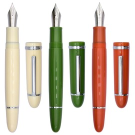 Ranvi Jinhao X159 Fountain Pen of 3 Pack,Fine Nib with Ink Converter,White,Green,Orange(Silver Clip)