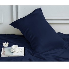 INSSL Silk Pillowcase for Women, Mulberry Silk Pillowcase for Hair and Skin and Stay Comfortable and Breathable During Sleep. (Navy Blue, 20"×30")