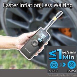 Tire Inflator Portable Air Compressor - Faster Inflation 150PSI Cordless Air Pump, Deflation Button, Digital Pressure Gauge, Portable Tire Inflator for Car, Pickup, Motor and More (Black)