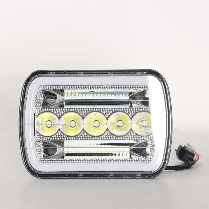 BRICOLOGHT Pair 7X6" 5X7 LED Headlights For Freightliner FL50 FL60