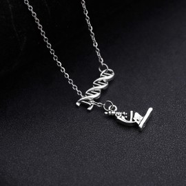 AKTAP DNA Earrings Science Flask Earrings DNA Double Helix Necklace Science Jewelry Chemistry Gifts Chemistry Biology DNA Lab Tech Charm Y Necklace (Necklace 1)