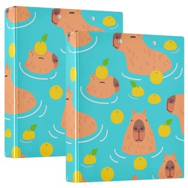 Vozoza Cartoon Cute Funny Animal Capybara Decorative 3 Ring Binder 1.5 Inch Large View Binders with Pockets Holds 200 Sheets File Organizer for Office College School, 2 Pack