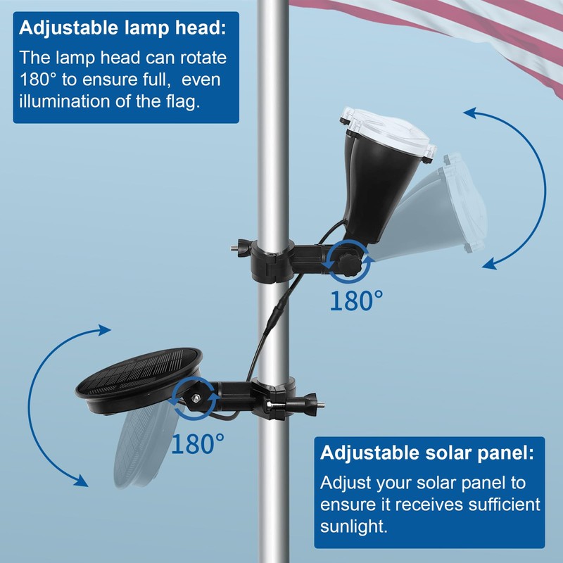 Solar Flag Pole Light, Flagpole Light Solar Powered, Super Bright