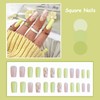MISUD Press on Nails Long Square Fake Nails Glossy Glue