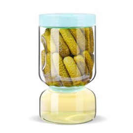 ZENS Pickle Jar with Strainer Flip, 51oz Pickle Container Pickle Juice Separator Hourglass Jar for Olive Keeper, Leakproof Pickle Holder Jars for Pickling Dill Sliced, Gherkin Storage, Gifts for Mom