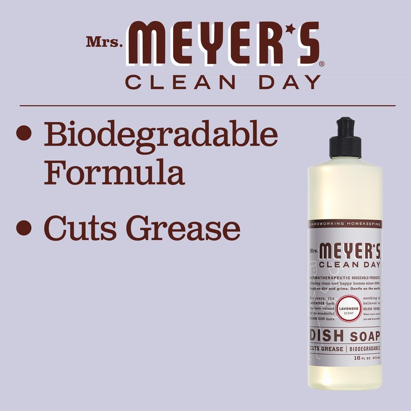 Mrs. Meyer's Clean Day Dish Soap, Lavender, 16 Oz