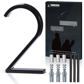 5 Inch Floating House Number 2, VONDERSO Black Metal Modern Outdoor Address Sign for Yard Street and Mailbox, Zinc Alloy Solid Address Numbers and Letters with Exquisite Drawing Process